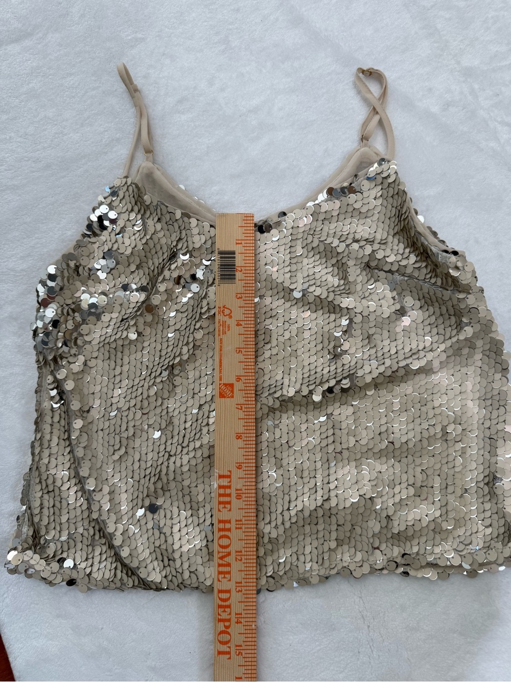 Full SEQUINS Beige Classy Small Mermaid Beachy Sequin Tank Top -Women's Cami